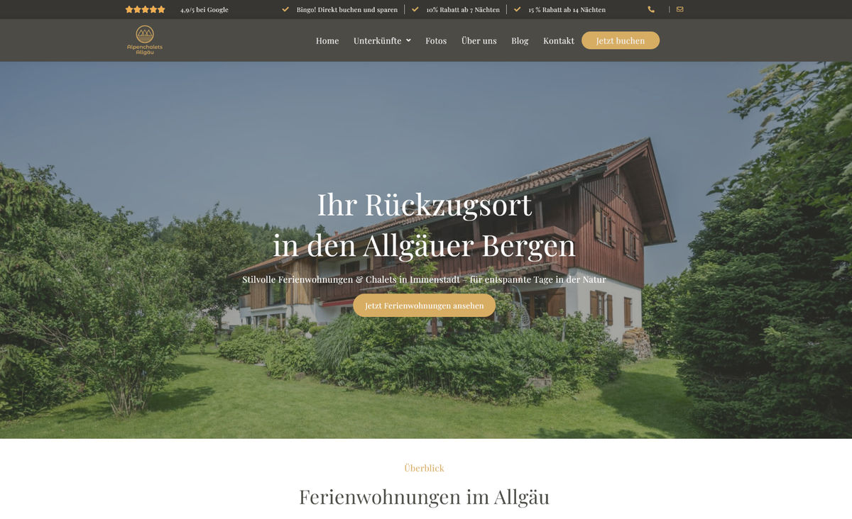 Alpenchalets Allgäu – Ferienwohnungen Website Preview