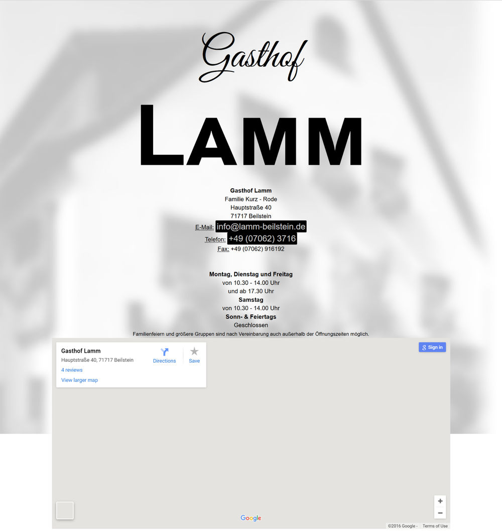 Gasthof zum Lamm - Alte Website