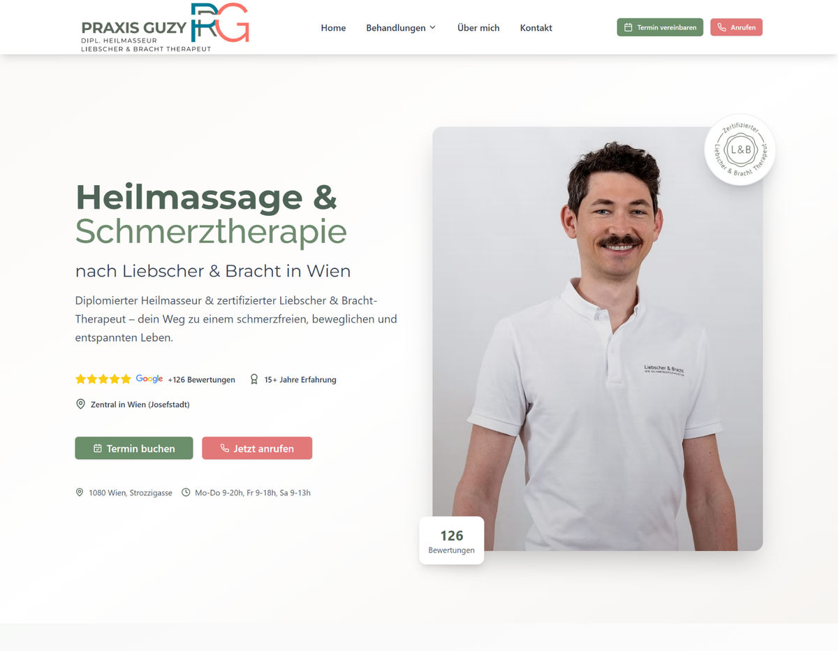 Praxis Guzy – Dipl. Heilmasseur & Liebscher & Bracht Therapeut Website Preview