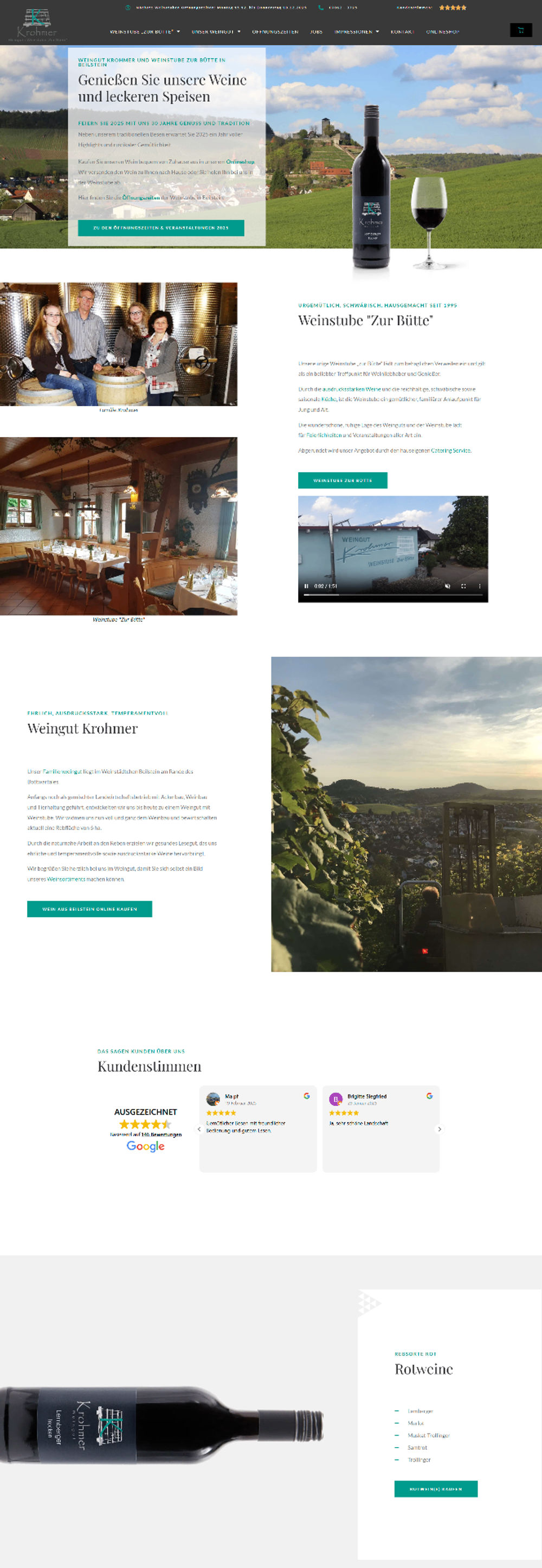 Weingut Krohmer & Weinstube „Zur Bütte" - Neue Website