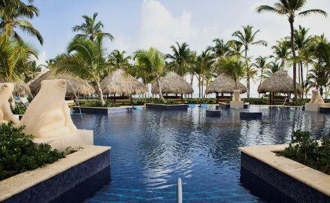 View of the Barcelo Bavaro Palace Deluxe resort facilities in Punta Cana