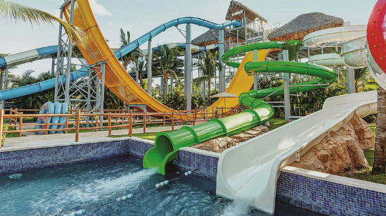 Giant water slides at the Royalton Splash Punta Cana hotel water park