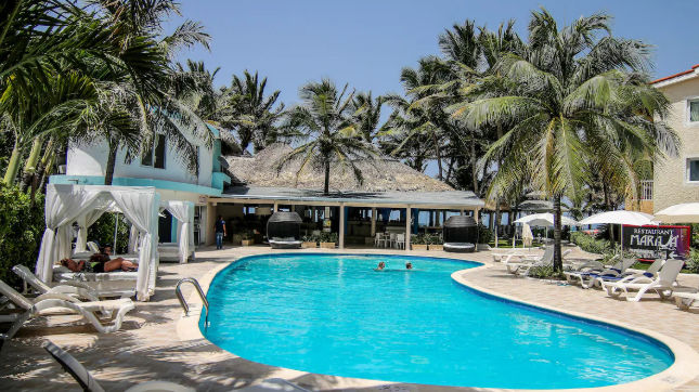 Exterior facade and common areas of Kitewind Apartahotel Cabarete at Kite Beach Dominican Republic