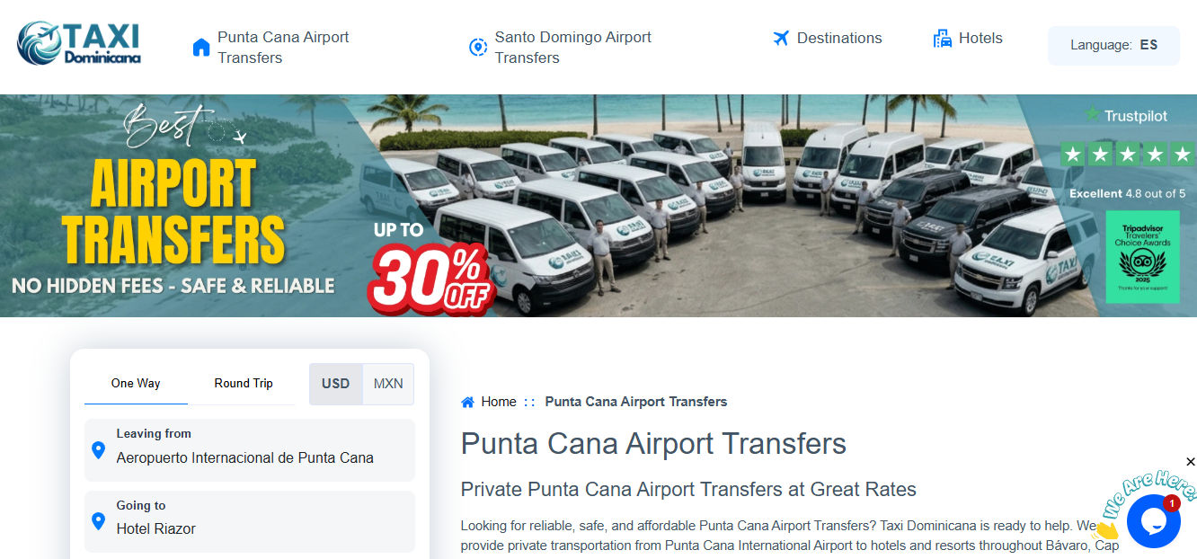 Plataforma digital de Taxi Dominicana para traslados privados