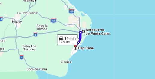 Fast and short route for punta cana airport to cap cana transfer with Taxi Dominicana
