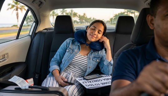 Relaxing during a private transfer with Taxi Dominicana