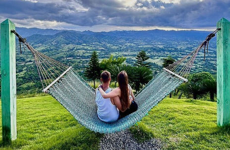 Hammocks and swings with panoramic views at Montana Redonda