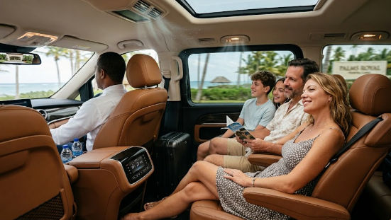 Interior espacioso de minivan para transporte privado en Punta Cana