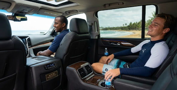 Spacious air-conditioned interior for private beach transportation