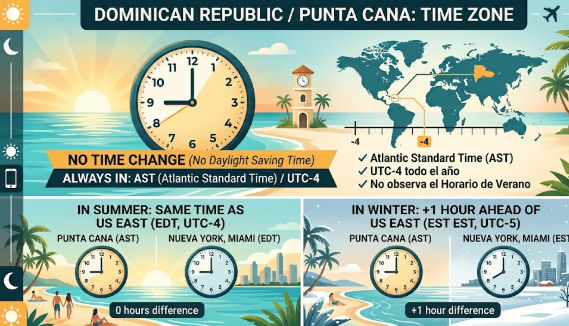 Punta Cana Time Zone Horario Republica Dominicana