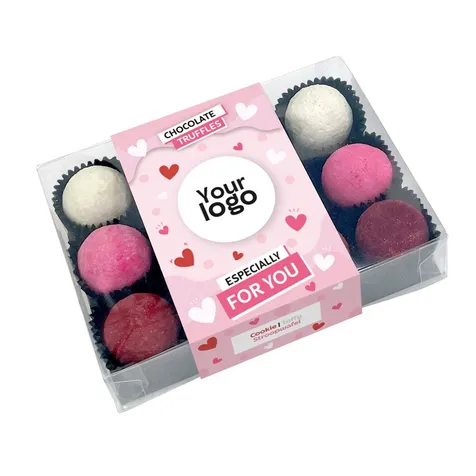 Chocoladetruffels – “Voor de allerliefste” special (12 stuks) + Logo