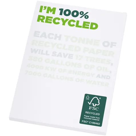 gerecycled A7 kladblok van FSC papier, geheel gedrukt zoals jij wilt