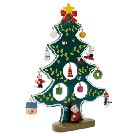 Houten kerstboom met decoratie WOODTREE