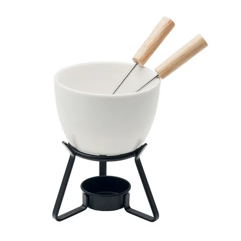 Kleine keramische fondueset voor twee personen