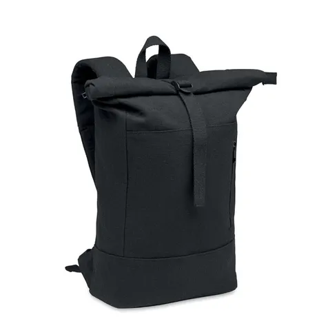 Rolltop 15 inch laptoprugzak met rits van gerecycled pre-consumer katoen en gerecycled polyester (70%/30%)