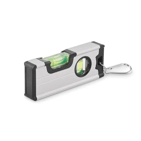 Mini magnetische dubbele waterpas in aluminium behuizing met karabijnhaak