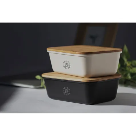 Lunchbox met bamboe deksel