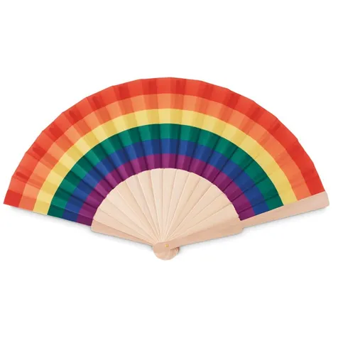 Houten regenboog handwaaier BOWFAN