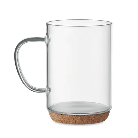 Glazen mok 400ml met kurk bodem LISBO