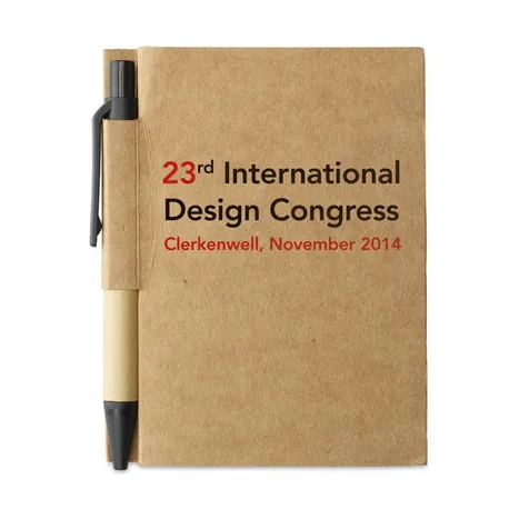 Notitieblok en gerecyclede pen