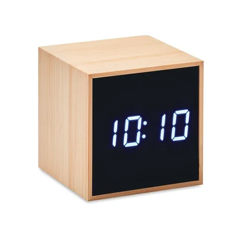 Bamboe klok vierkant met LED MARA CLOCK