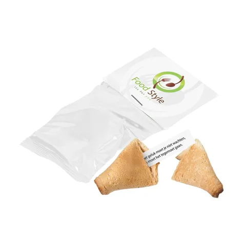 Gelukskoekje fortune cookie met kopkaartje bedrukken met logo