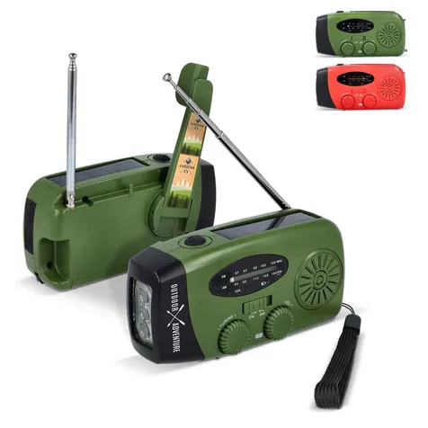 SafeSound Noodradio Zonne-energie en Opwindbaar Powerbank