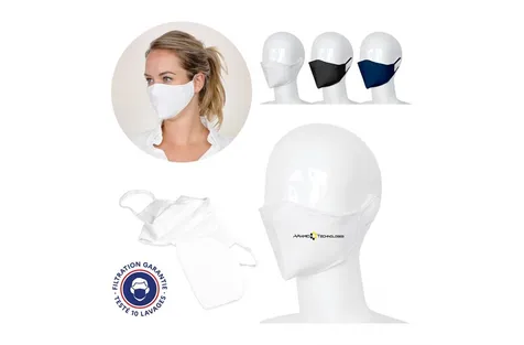 Herbruikbaar 2-laags mondkapje met anti-bacterieel filter, gecertificeerd voor Frankrijk (UNS1)