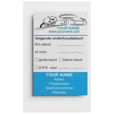 Auto onderhoudskaartjes