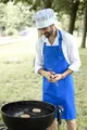 Schort met zak verstelbare nekband