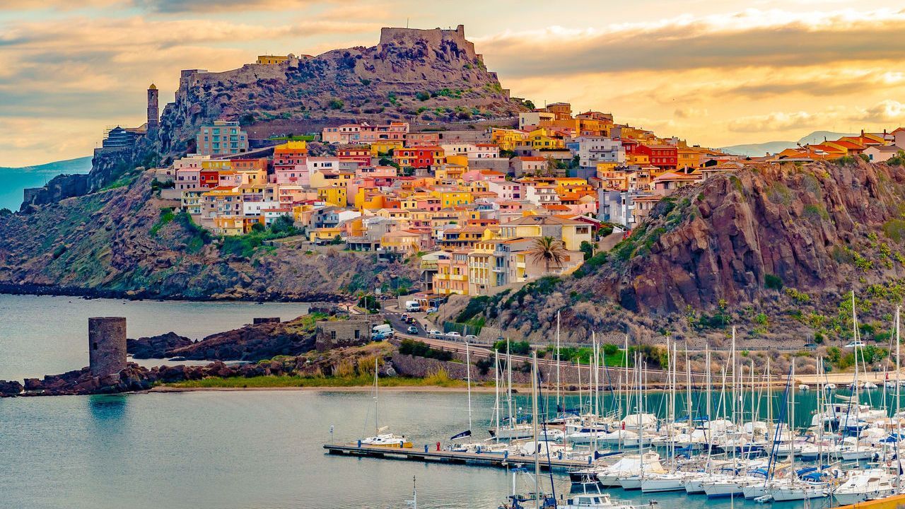 View from a marina on the island of Sardinia