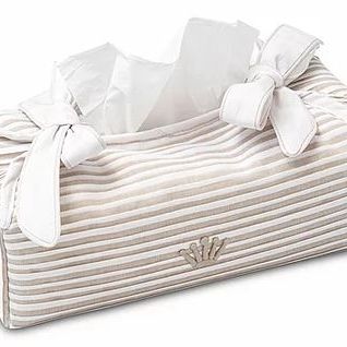 Tissue box cover ethnic white
