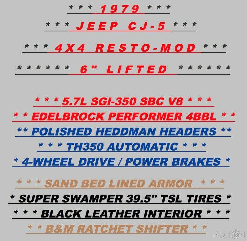 1979 Jeep CJ Resto-Mod / 4×4 / 5.7L 350 V8 / TH350 Auto