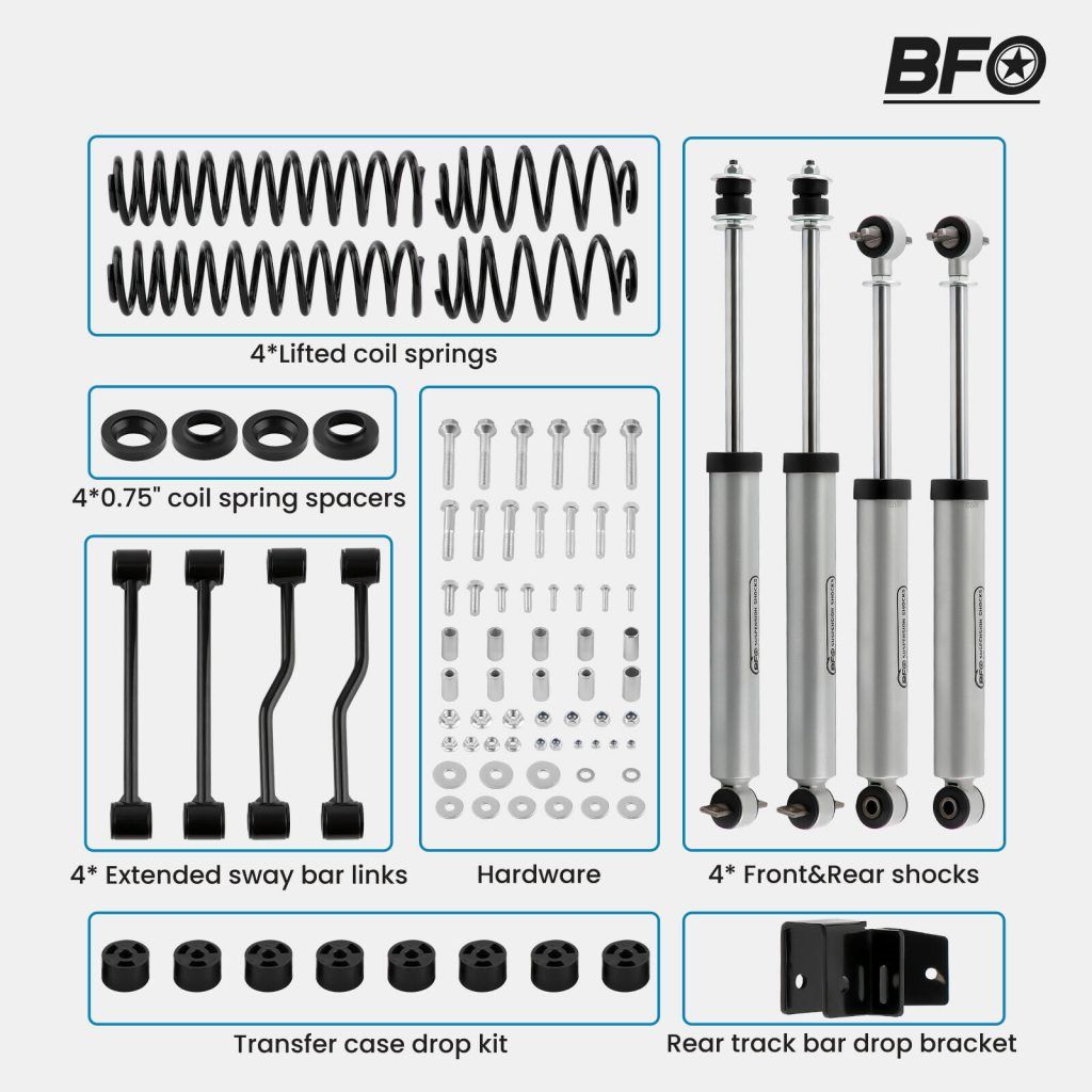 BFO 3.25″ Lift Kit for Jeep Wrangler TJ 1997-2002 w/ 6-Cyl Engine