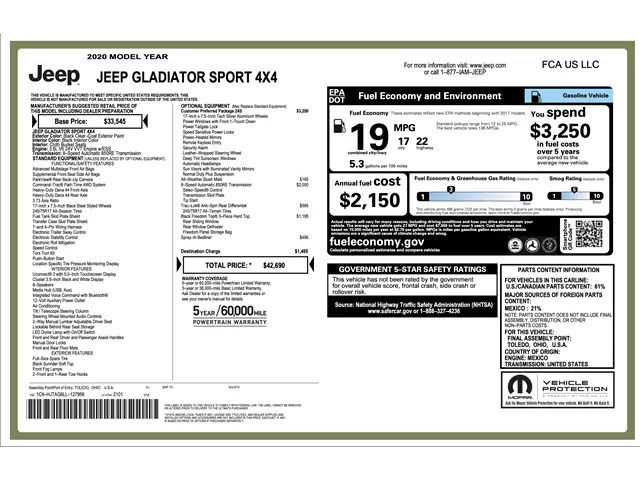 2020 Jeep Gladiator Sport S
