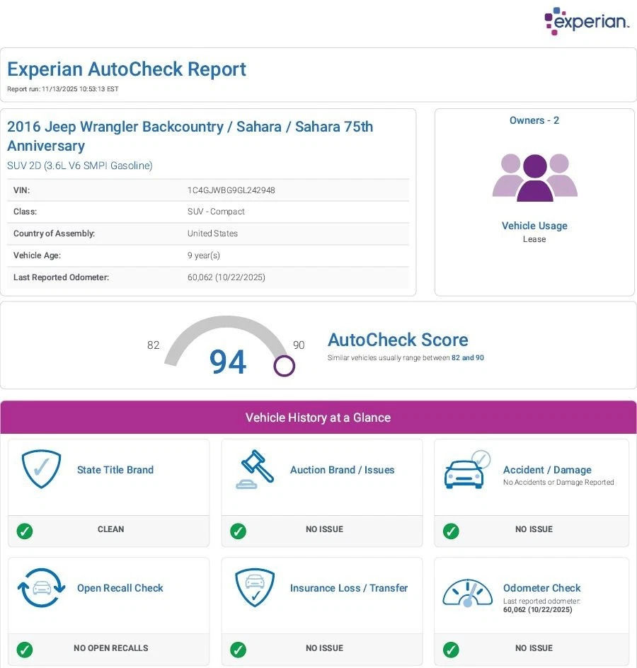 2016 Jeep Wrangler Sahara