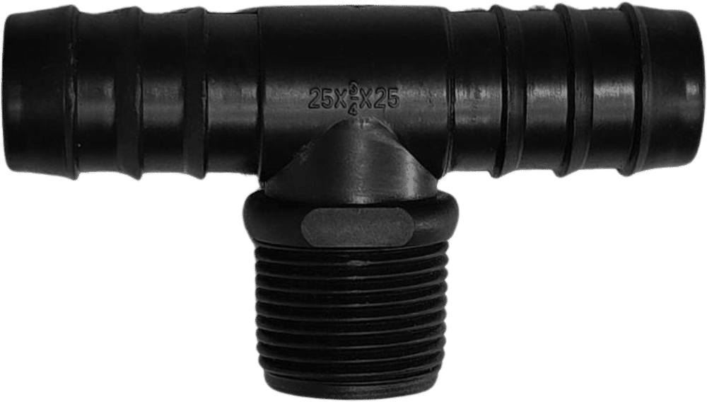 PEJ16 สามทางเกลียวนอก 25x1/2x25 mm ดำ