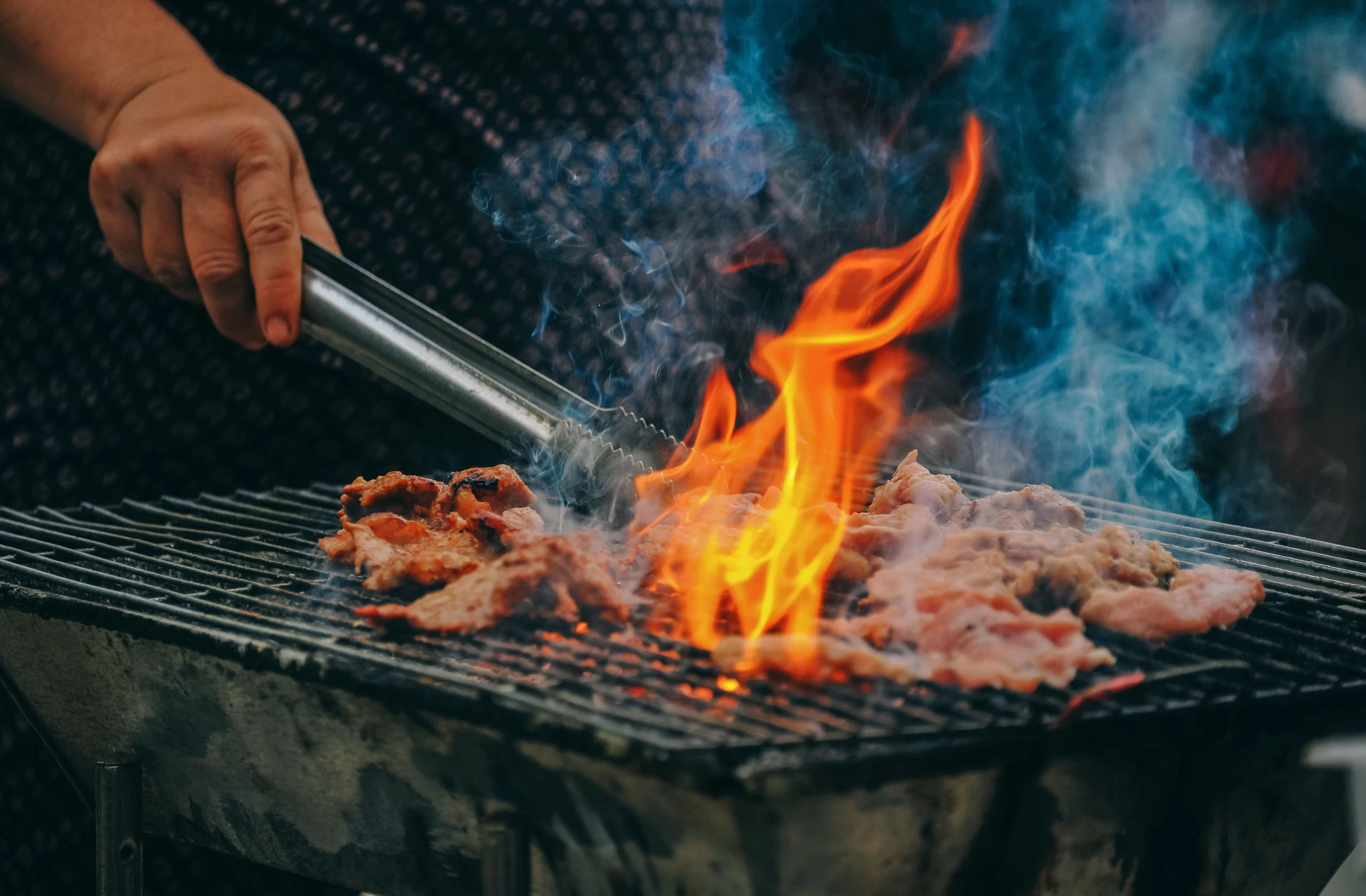 Barbeque on fire