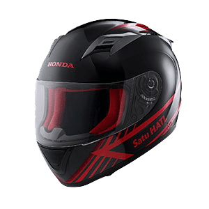 honda black red helmet