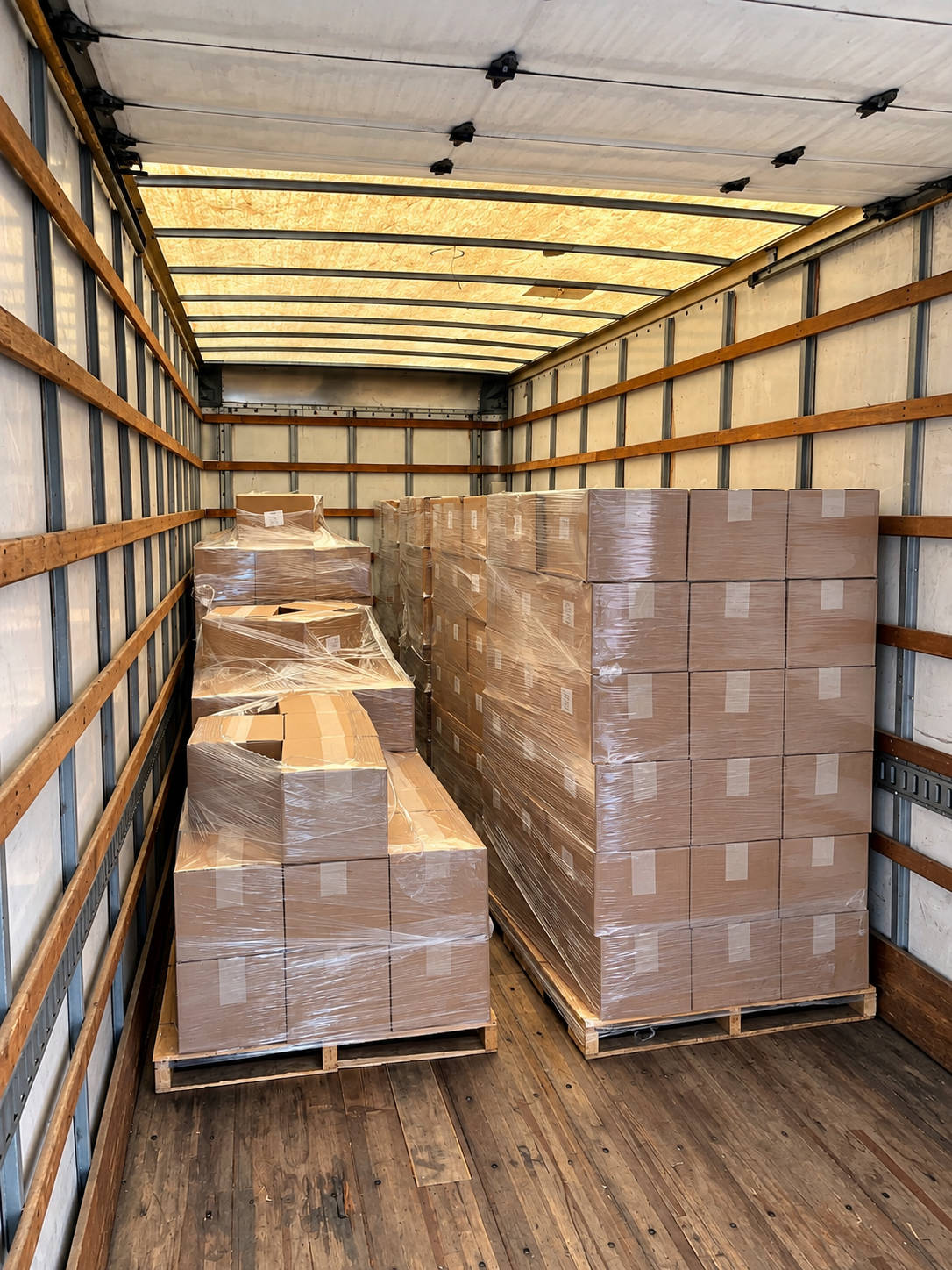 We stack pallets tight so the freight arrives the way it left.