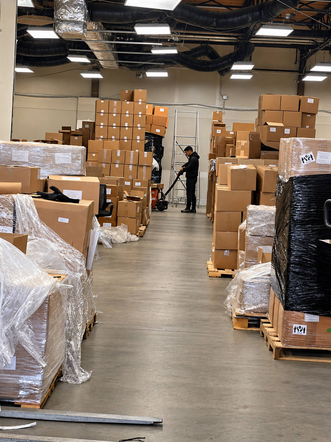 We pick up straight from the warehouse floor, pallets and all.