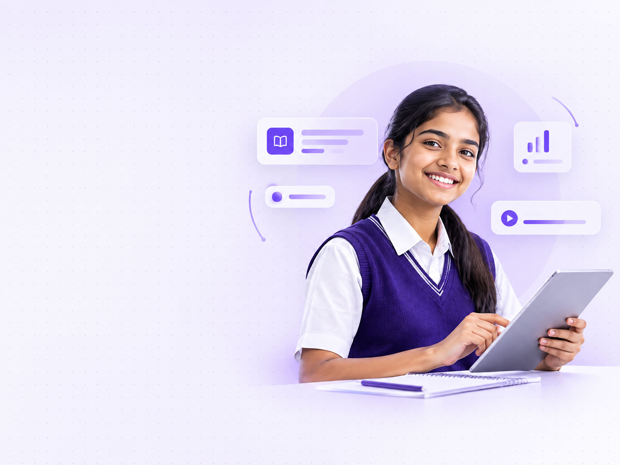 CBSE student studying with a tablet