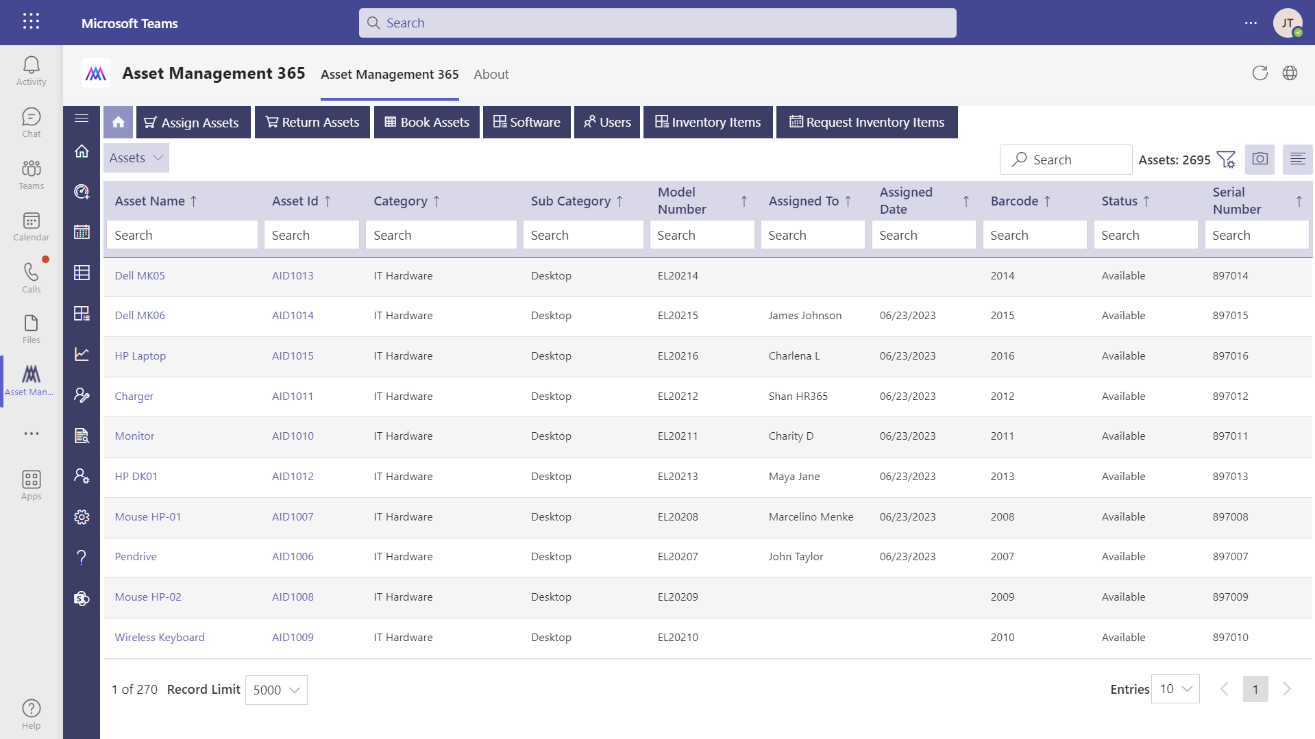 Asset Management in Microsoft Teams