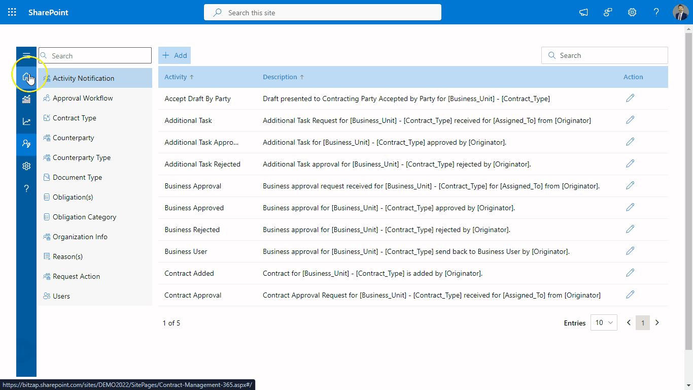 SharePoint Contract management