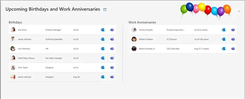 employee birthday anniversary updates