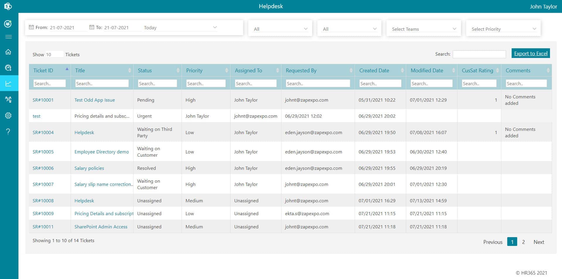 SharePoint Ticketing System Best SharePoint Helpdesk HR365