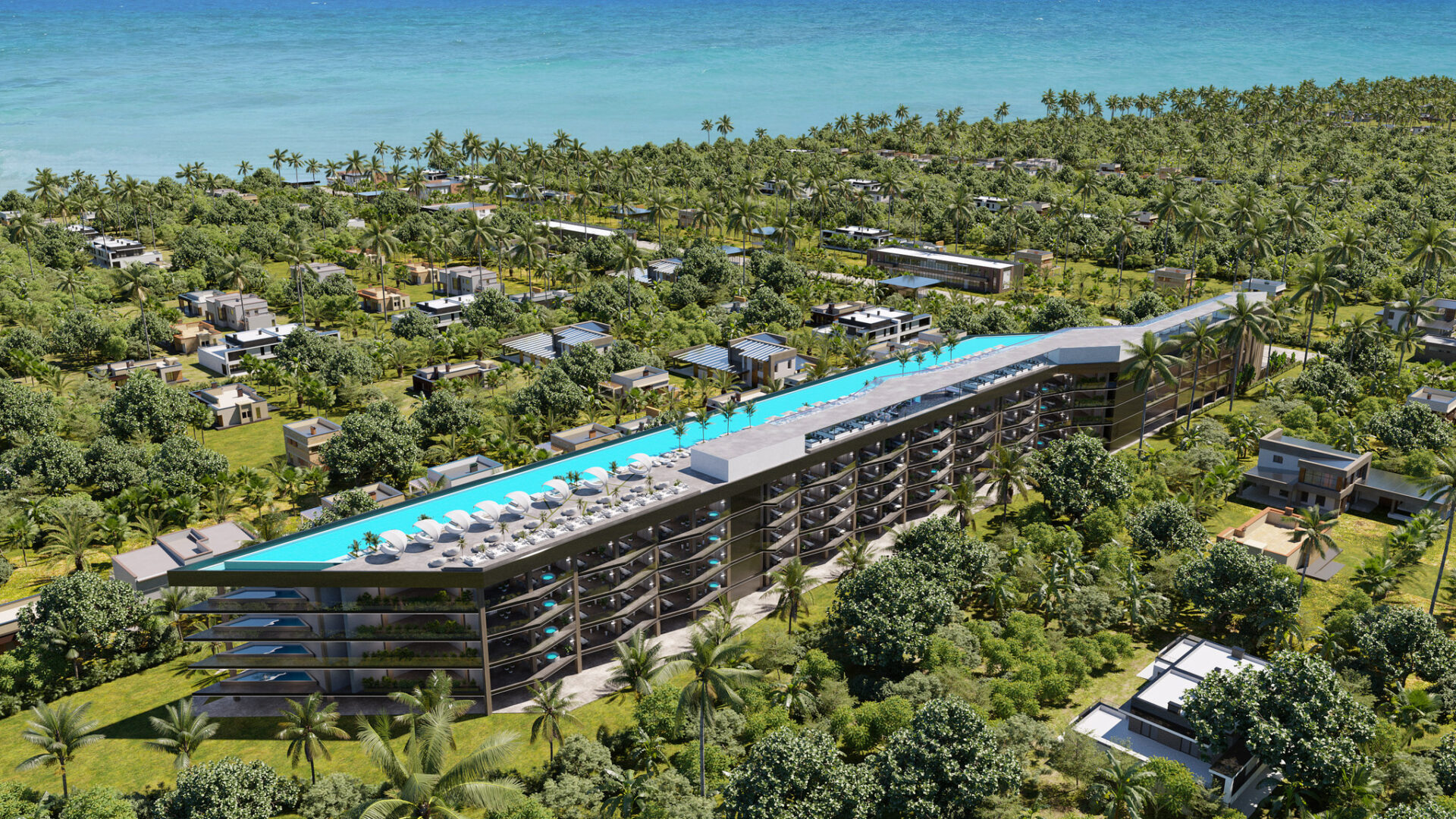 Experience luxury living at its finest with these stunning oceanfront apartments located in Berawa, Bali. Each unit boasts breathtaking views of the ocean and comes with access to a panoramic rooftop pool.