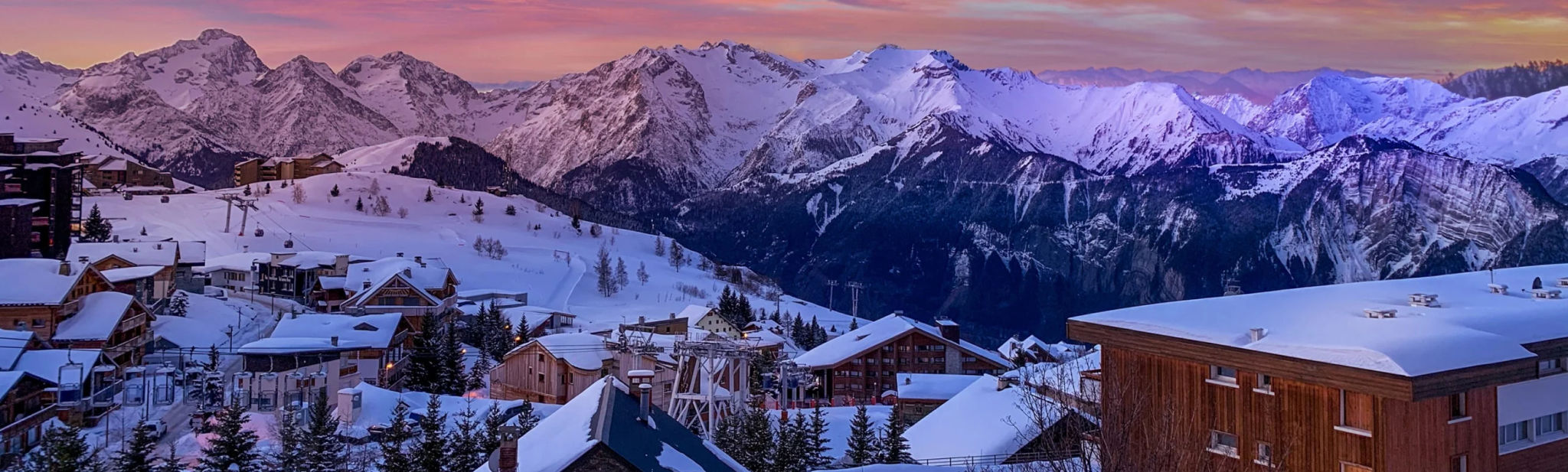 Mont Blanc massif above Chamonix valley with snow-covered peaks