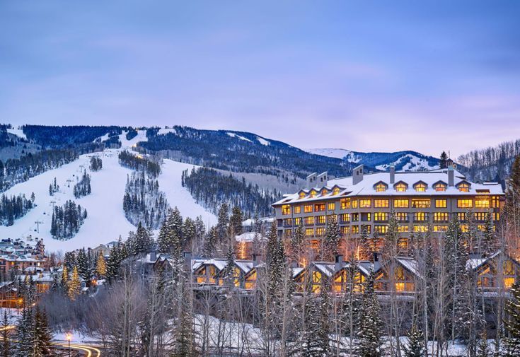 Snow-covered slopes of Beaver Creek and Vail ski resorts in Colorado