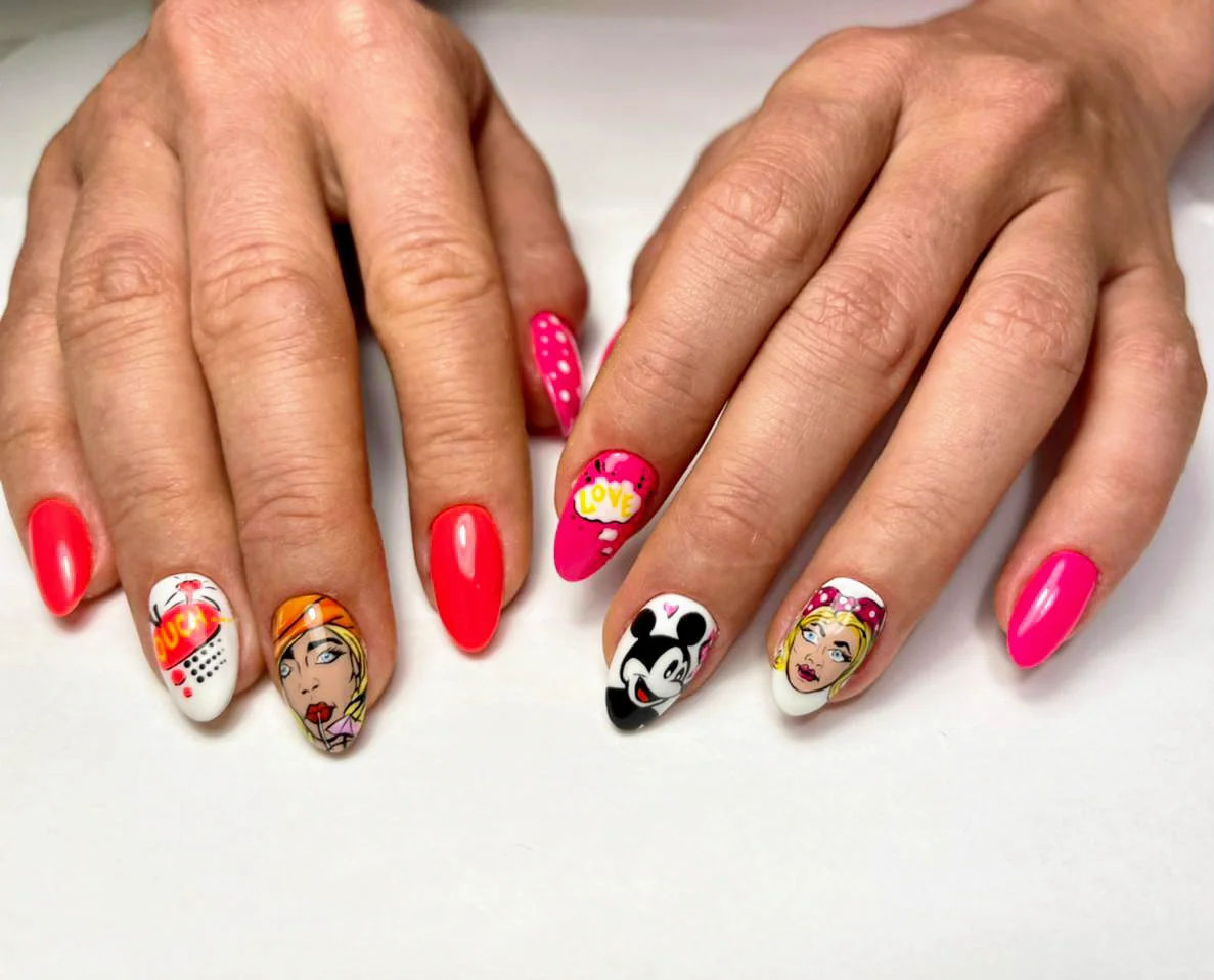  nail art,manicure,beauty,colorful nails,pop art design 